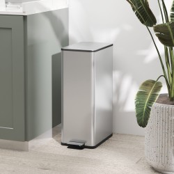 Keittiön jäteastia 20 l, soft close -kansi, hajunpoistolokero, ruostumaton teräs, hopea