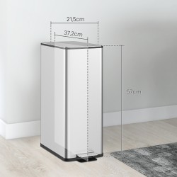 Keittiön jäteastia 20 l, soft close -kansi, hajunpoistolokero, ruostumaton teräs, hopea