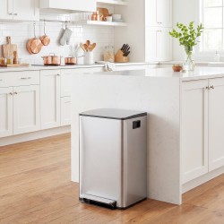 Keittiöjäteastia 60 L 2x30 L lajittelu, soft close -kansi, ruostumaton teräs, hopea