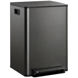 Keittiön roska astia 2 osainen 60 l ruostumatonta terästä soft close musta