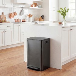 Keittiön roska-astia 2-osainen 60 l ruostumatonta terästä soft-close musta