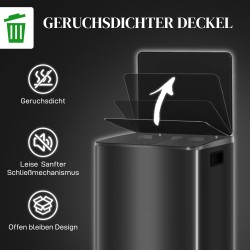 Keittiön roska-astia 2-osainen 60 l ruostumatonta terästä soft-close musta