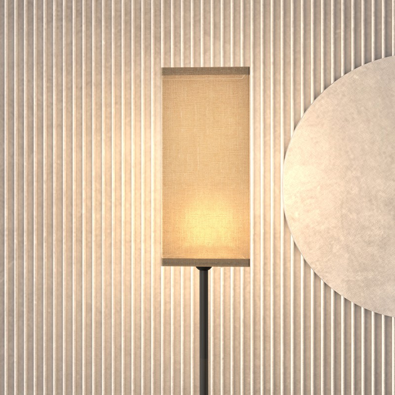 Lattiavalaisin olohuoneeseen ja makuuhuoneeseen, metallia, tekokuitupellavavarjostin, Ø25 x 161,5 cm, musta/beige