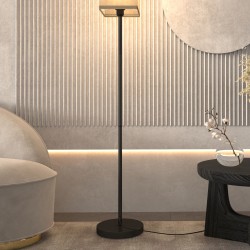 Lattiavalaisin olohuoneeseen ja makuuhuoneeseen, metallia, tekokuitupellavavarjostin, Ø25 x 161,5 cm, musta/beige