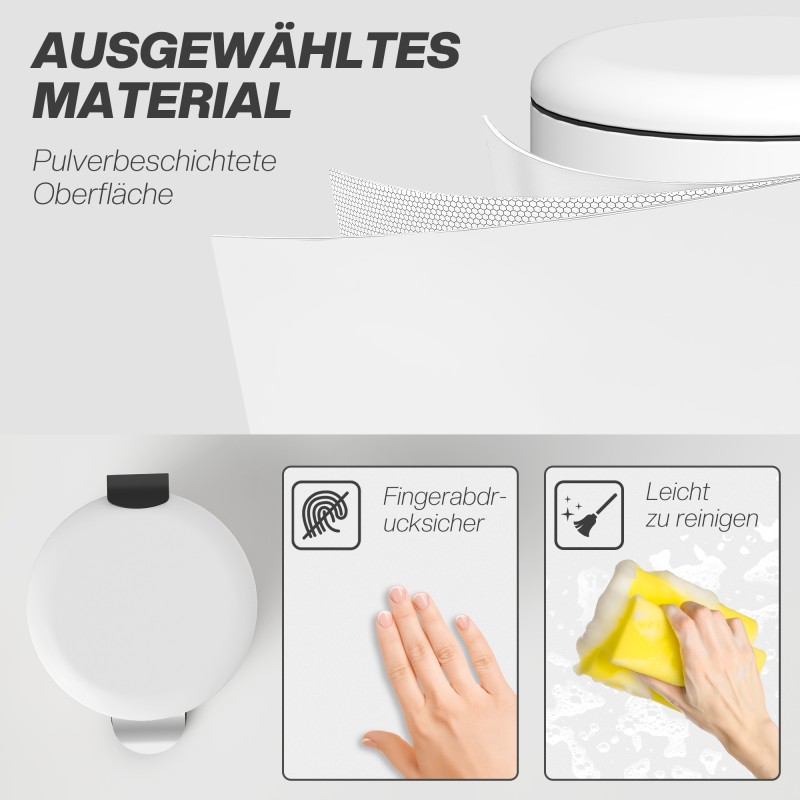 Roska-astia poljinmekanismilla 20 l, metallia, irrotettava sisäastia, hiljainen kansi, cremevalkoinen