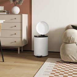 Roska-astia poljinmekanismilla 20 l, metallia, irrotettava sisäastia, hiljainen kansi, cremevalkoinen