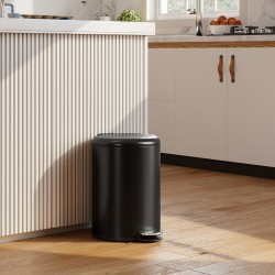 Keittiön poljinroskis 20 l, metallia, soft close -kansi, irrotettava sisäastia, musta