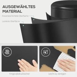 Keittiön poljinroskis 20 l, metallia, soft close -kansi, irrotettava sisäastia, musta