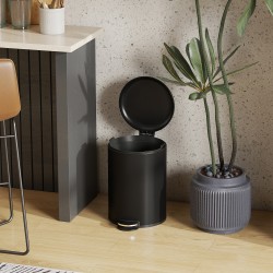 Keittiön poljinroskis 20 l, metallia, soft close -kansi, irrotettava sisäastia, musta