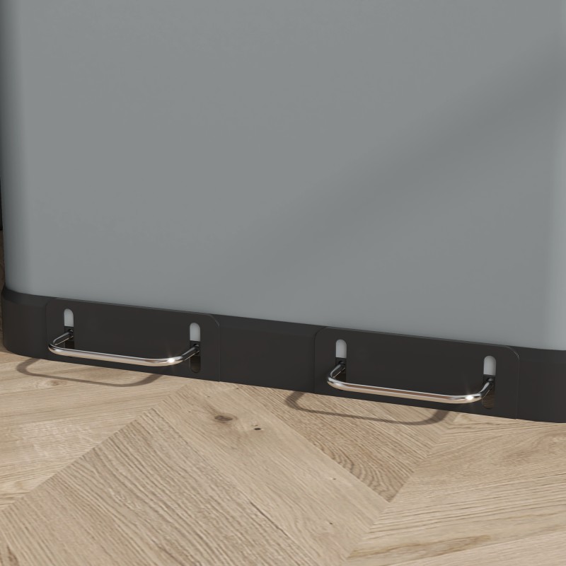 Kaksiosainen keittiöroskakaappi 2 x 30 l, poljin, irrotettavat sisäastiat, harmaa