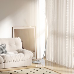 LED-lattiavalaisin himmennettävä jalalla, moderni kaareva valaisin 147 cm, hopea