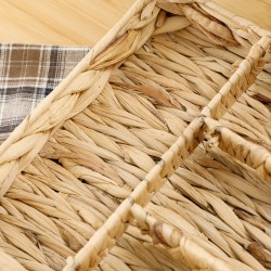 Säilytyskori lokeroilla 2 kpl, vesihyasintti ja metalli, 36 x 26 x 5 cm, luonnonpuun sävy