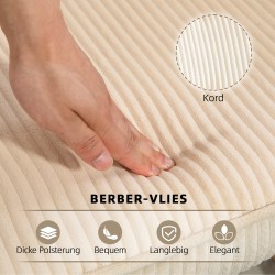 Keinutuoli vintage-tyyliin, paksu pehmuste, kordiverhoilu, pyökkijalakset ja teräsrunko, beige