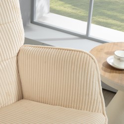 Keinutuoli vintage-tyyliin, paksu pehmuste, kordiverhoilu, pyökkijalakset ja teräsrunko, beige