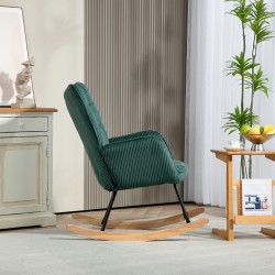 Keinutuoli vauvanhoitoon, teräsrunko ja pyökkikuvut, paksu pehmuste, kantavuus 120 kg, tummanvihreä