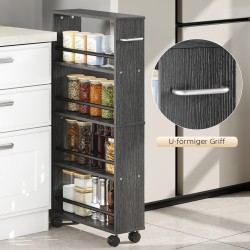 Kapea rullattava säilytyshylly 4 tasoa lastulevy 45x15x91 cm musta