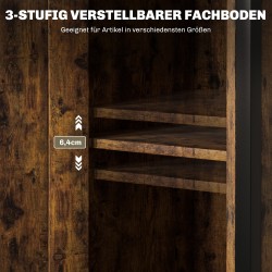 Säilytyspöytä 2 avoimella hyllyllä ja säädettävällä kaapilla, puunsävyinen ruskea, 34 x 30 x 80 cm