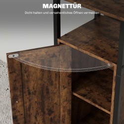 Säilytyspöytä 2 avoimella hyllyllä ja säädettävällä kaapilla, puunsävyinen ruskea, 34 x 30 x 80 cm