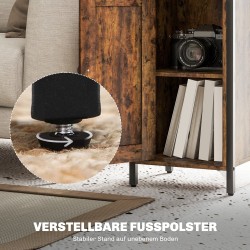 Säilytyspöytä 2 avoimella hyllyllä ja säädettävällä kaapilla, puunsävyinen ruskea, 34 x 30 x 80 cm