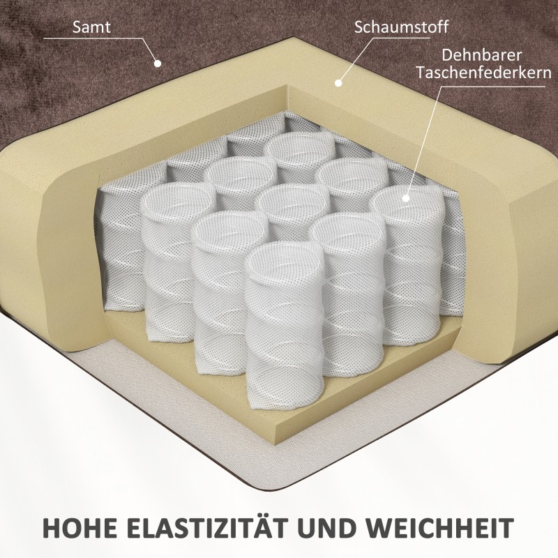 Sähkötoiminen lepotuoli nostolla, hieronnalla ja lannenlämmityksellä, samettikangas, ruskea