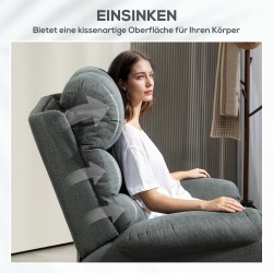 Sähköinen lepotuoli nostotoiminnolla ja hieronnalla, pellavamainen polyesteri, tummanharmaa