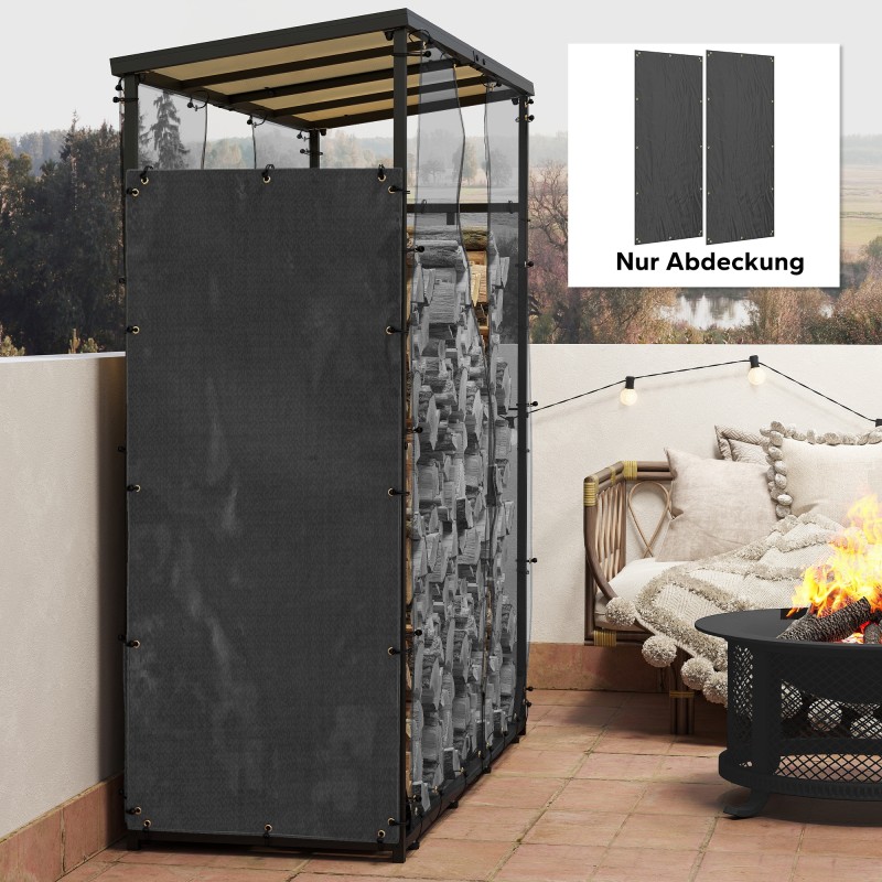 Polttopuutelineen suojus 2 kpl, 600D Oxford-polyesteri, 148 x 62 cm, musta