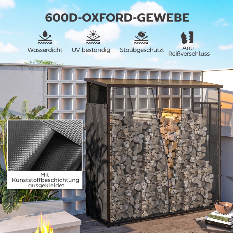 Polttopuutelineen suojus 2 kpl, 600D Oxford-polyesteri, 148 x 62 cm, musta