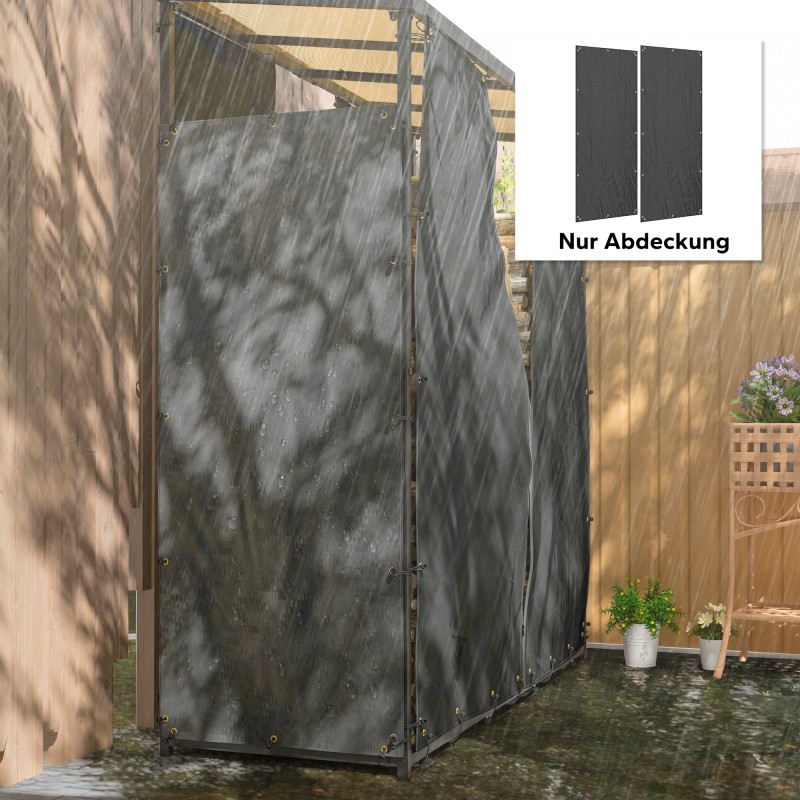 Polttopuutelineen suojus 2 kpl, 600D Oxford-polyesteri, 148 x 62 cm, musta