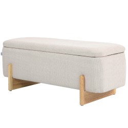 Säilytyspenkki vaahtomuovipehmusteella ja leinenjäljitelmällä 111 x 44 x 44 5 cm cremewei