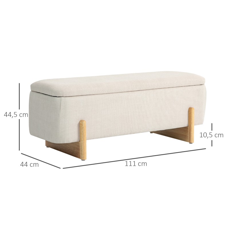 Säilytyspenkki vaahtomuovipehmusteella ja leinenjäljitelmällä 111 x 44 x 44,5 cm cremeweiß