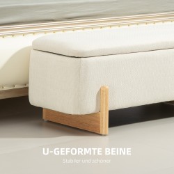 Säilytyspenkki vaahtomuovipehmusteella ja leinenjäljitelmällä 111 x 44 x 44,5 cm cremeweiß