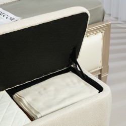 Säilytyspenkki vaahtomuovipehmusteella ja leinenjäljitelmällä 111 x 44 x 44,5 cm cremeweiß