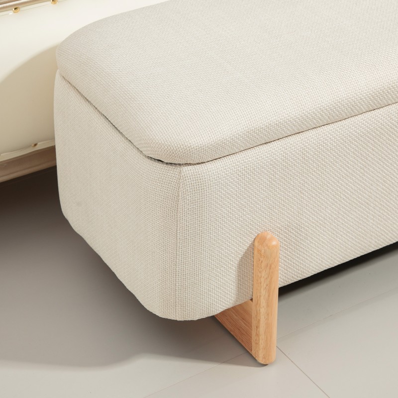 Säilytyspenkki vaahtomuovipehmusteella ja leinenjäljitelmällä 111 x 44 x 44,5 cm cremeweiß