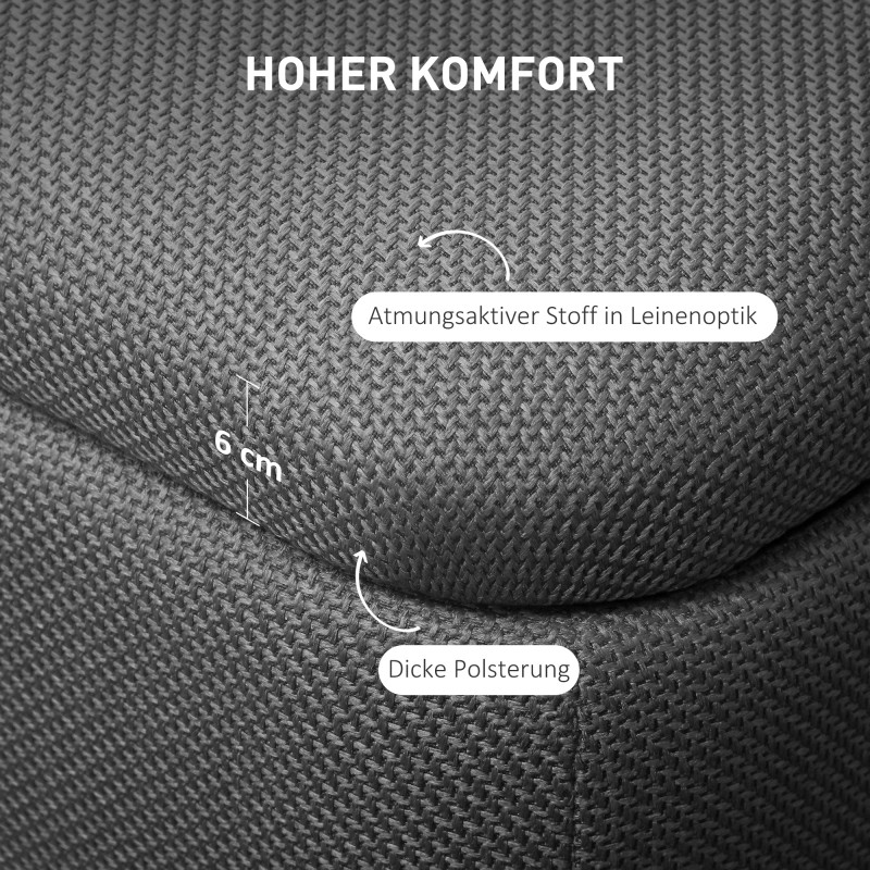 Säilytyspenkki vaahtomuovipehmusteella ja pellavakangasjäljitelmällä 111 x 44 x 44,5 cm tummanharmaa