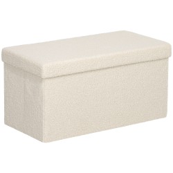 Säilytyspenkki olohuoneeseen ja makuuhuoneeseen samettimainen kangas 76x38x38 cm 84 L cremevalkoinen