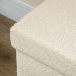 Säilytyspenkki olohuoneeseen ja makuuhuoneeseen, samettimainen kangas, 76x38x38 cm, 84 L, cremevalkoinen