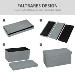 Säilytysrahi kannella ja säilytystilalla 84 L, samettimainen kangas, 76 x 38 x 38 cm, tummanharmaa