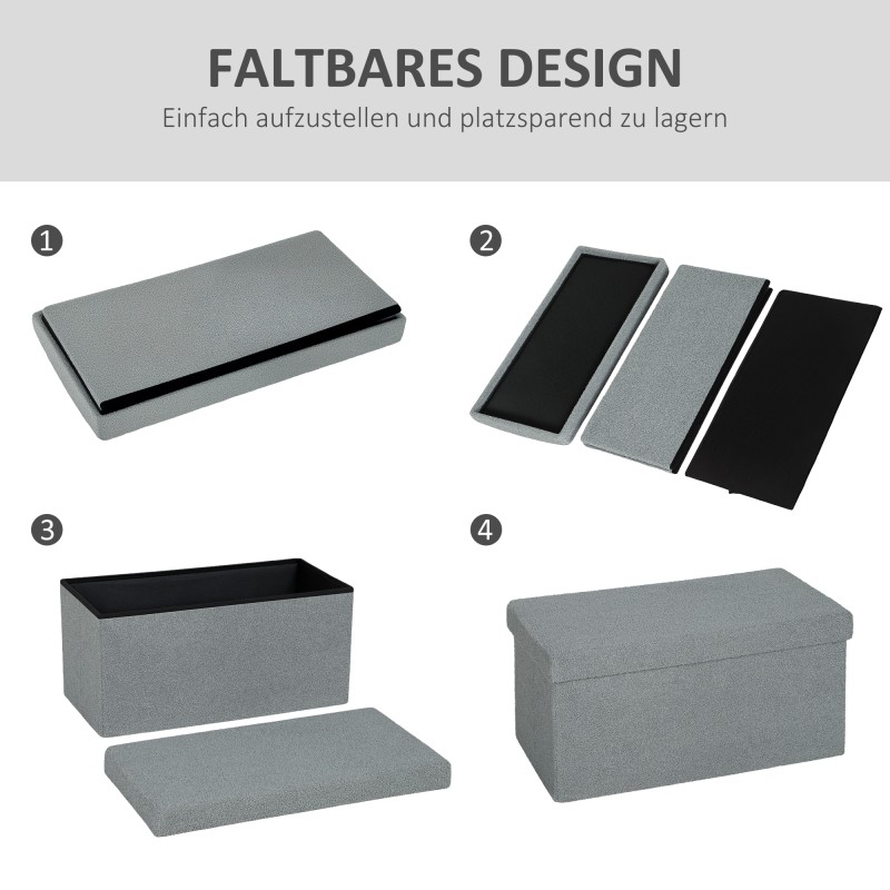 Säilytysrahi kannella ja säilytystilalla 84 L, samettimainen kangas, 76 x 38 x 38 cm, tummanharmaa