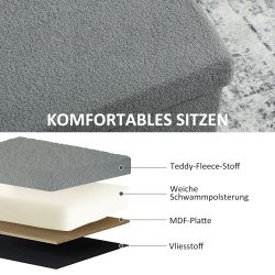 Säilytysrahi kannella ja säilytystilalla 84 L, samettimainen kangas, 76 x 38 x 38 cm, tummanharmaa