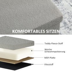 Säilytyspenkki olohuoneeseen ja makuuhuoneeseen, taitettava 76x38x38 cm, 84 L, vaaleanharmaa