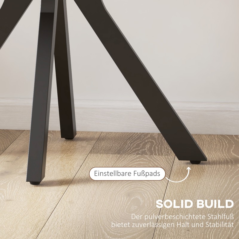 Pyöreä keittiön ruokapöytä 2 hengelle, MDF-kansi ja teräsjalat, Ø78 x 75 cm, rustiikin ruskea