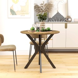 Pyöreä keittiön ruokapöytä 2 hengelle, MDF-kansi ja teräsjalat, Ø78 x 75 cm, rustiikin ruskea