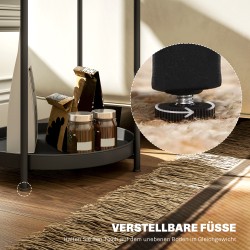 Pyöreä sivupöytä kahdella tasolla, metallia, 44 x 44 x 56 cm, musta