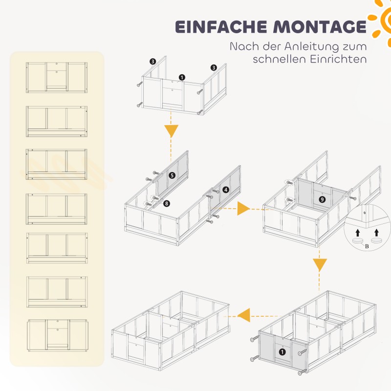 Pentulaatikko pienille koirille, 2-osainen, läpinäkyvä akryylipaneeli, puu/MDF, 164x80x48 cm, valkoinen