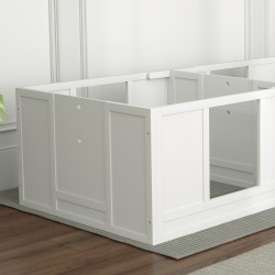 Pentulaatikko pienille koirille, 2-osainen, läpinäkyvä akryylipaneeli, puu/MDF, 164x80x48 cm, valkoinen