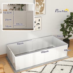 Pentulaatikko koiralle ja pennuille, säädettävä sisäänkäynti, mäntypuu/MDF, 196 x 96 x 48 cm, valkoinen