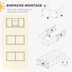 Pentulaatikko koiralle ja pennuille, säädettävä sisäänkäynti, mäntypuu/MDF, 196 x 96 x 48 cm, valkoinen
