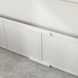 Pentulaatikko koiralle ja pennuille, säädettävä sisäänkäynti, mäntypuu/MDF, 196 x 96 x 48 cm, valkoinen