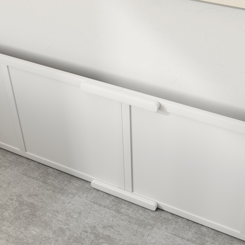 Pentulaatikko koiralle ja pennuille, säädettävä sisäänkäynti, mäntypuu/MDF, 196 x 96 x 48 cm, valkoinen