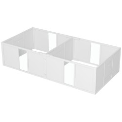 Pentulaatikko koirille jaettava 2 tilaan puu MDF akryyli ikkuna 196 x 96 x 48 cm valkoinen